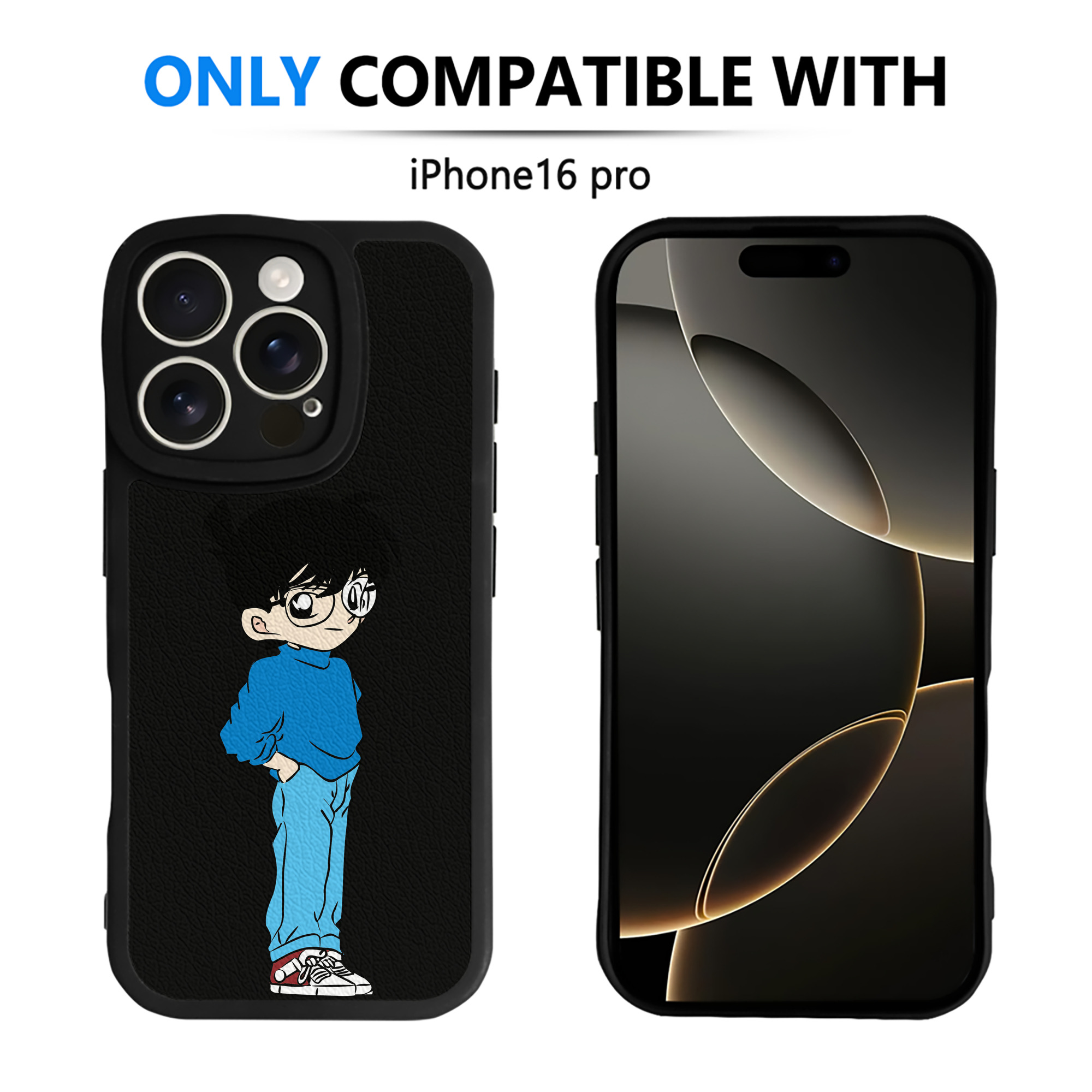 （画像用） 名探偵コナン 江戸川 コナン Detective Conan Conan Edogawa 【iPhone 16シリーズ対応】シリコンスマホケース（レザー調） 材質：シリコン